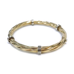 14 Karat Two-Tone Hinged Cable Bangle Bracelet