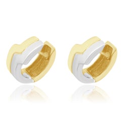 14 Karat Two Tone Huggie Earrings