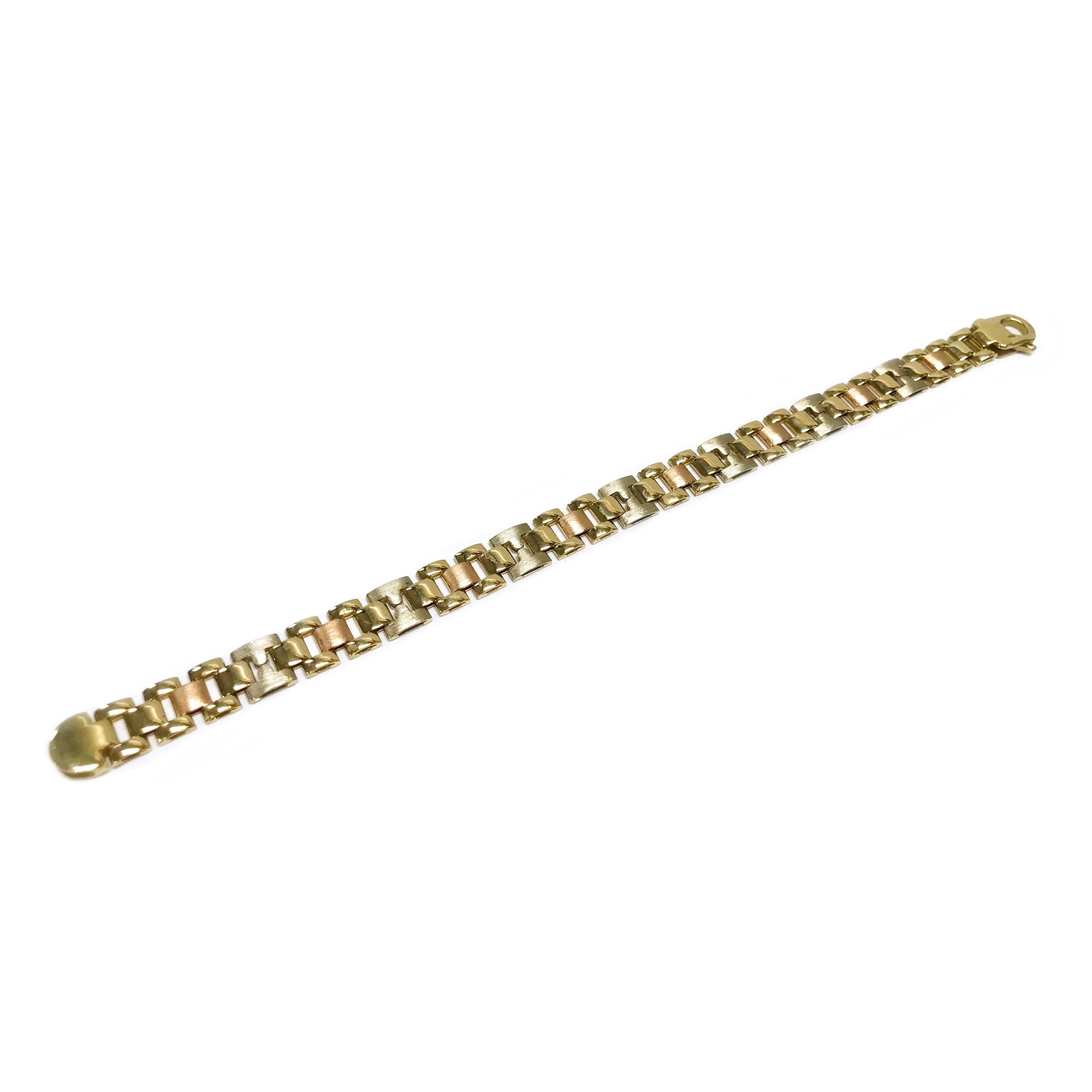 14 Karat Two-Tone Link Bracelet In Good Condition For Sale In Palm Desert, CA