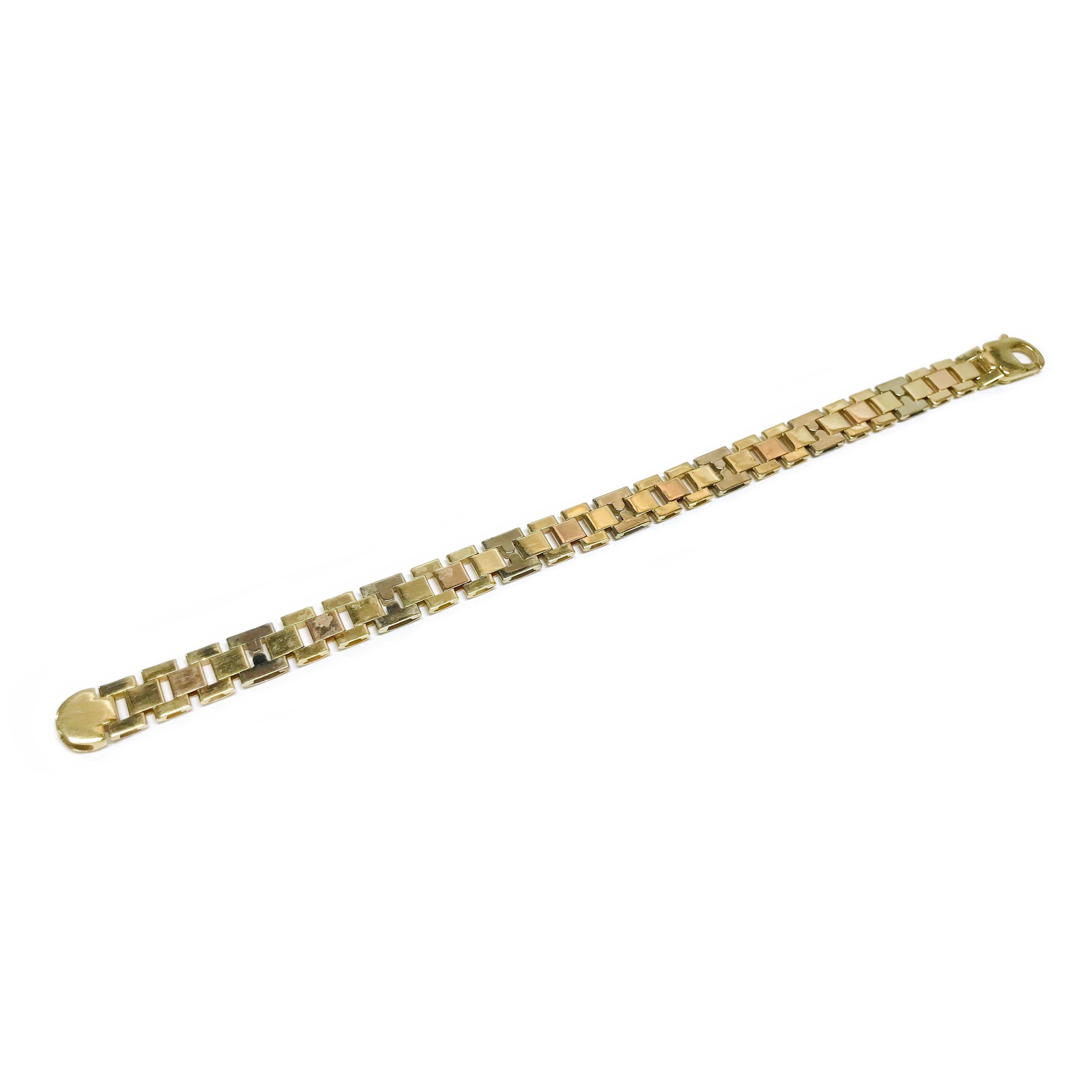 14 Karat Two-Tone Link Bracelet For Sale 1
