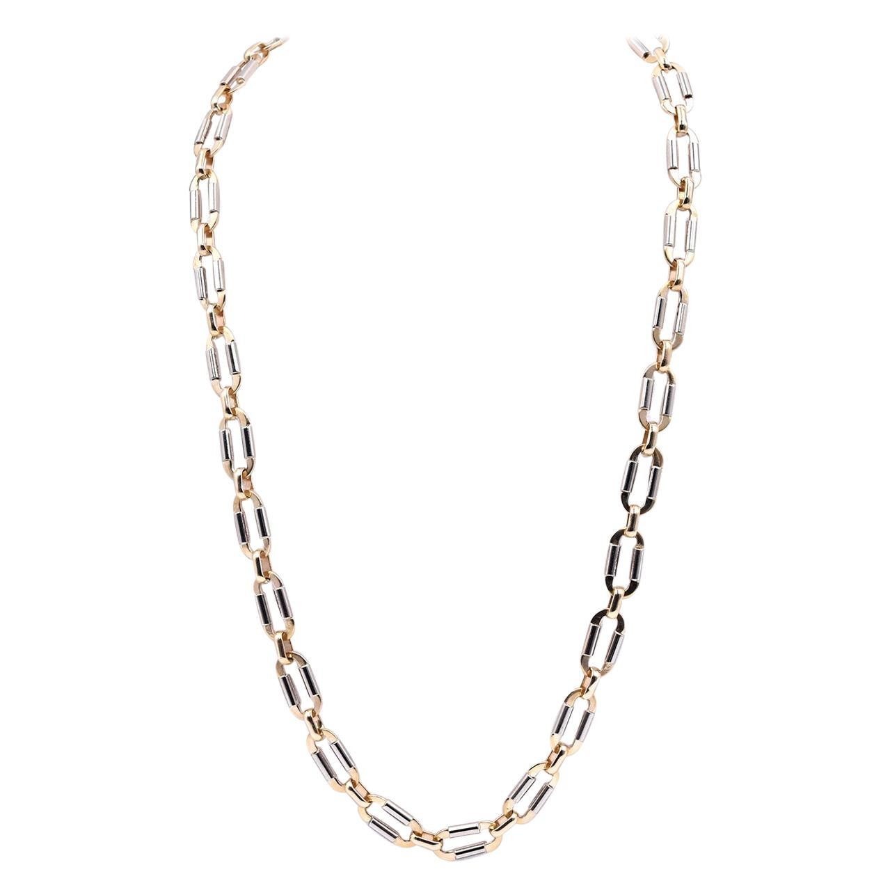 14 Karat Two Tone Paperclip Link Necklace