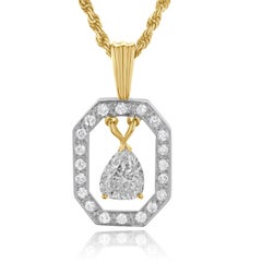 14 Karat Two-tone Pear Shaped Diamond Necklace w/ Rope Chain