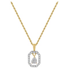 14 Karat Two-tone Pear Shaped Diamond Necklace w/ Rope Chain