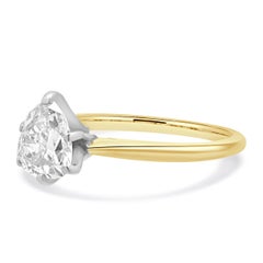 14 Karat Two Tone Pear Shaped Diamond Solitaire Ring