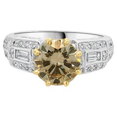 Anello di fidanzamento con diamante taglio Brilliante rotondo 14 carati bicolore
