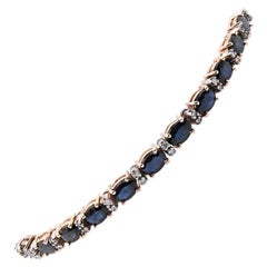 14 Karat Two-Tone Sapphire and Diamond Tennis Bracelet