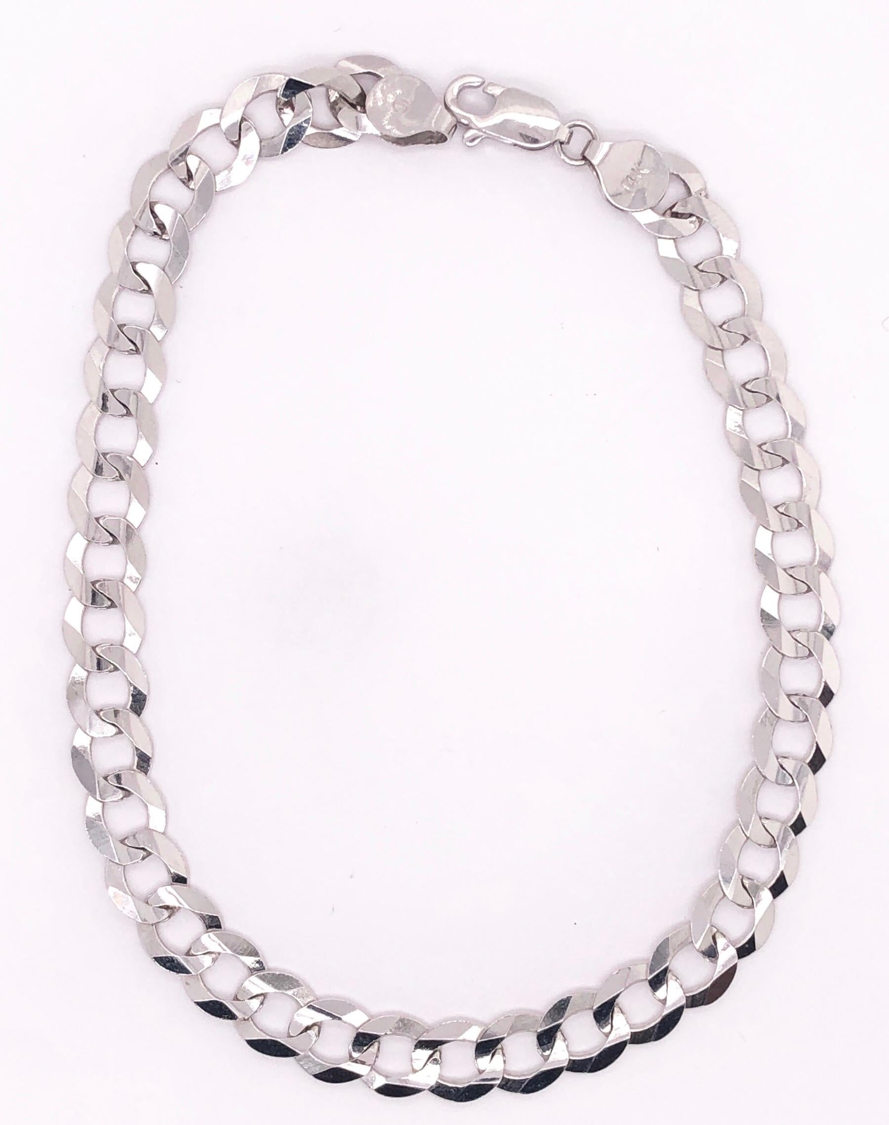 Women's or Men's 14 Karat White Gold Fancy Link Bracelet For Sale