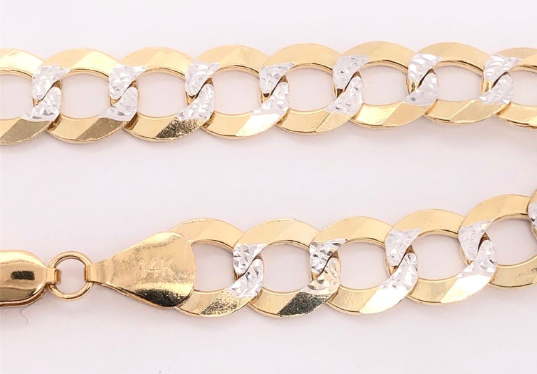14 Karat Two-Tone White and Yellow Gold Fancy Link Bracelet For Sale at ...