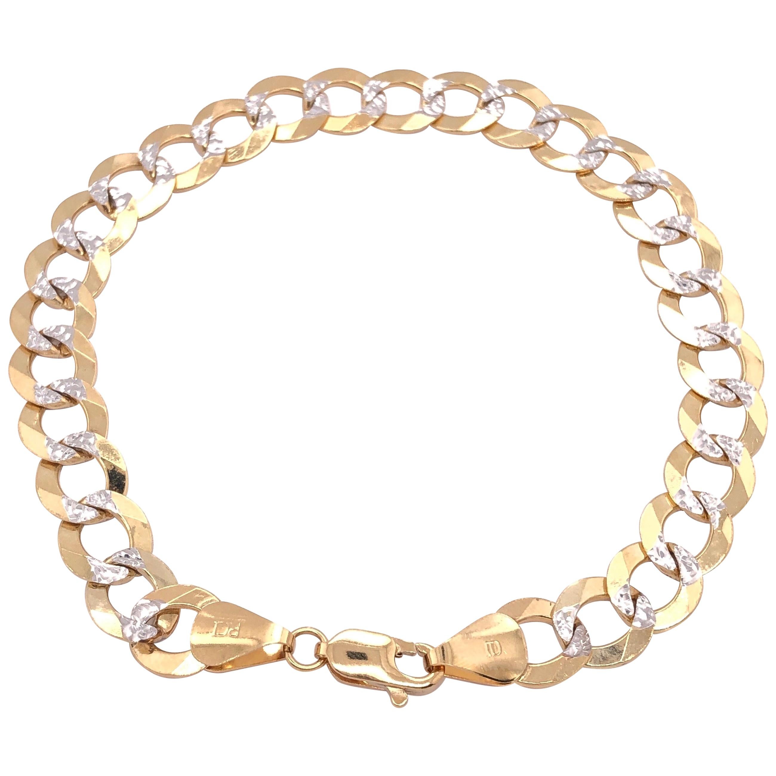 14 Karat Two-Tone White and Yellow Gold Fancy Link Bracelet