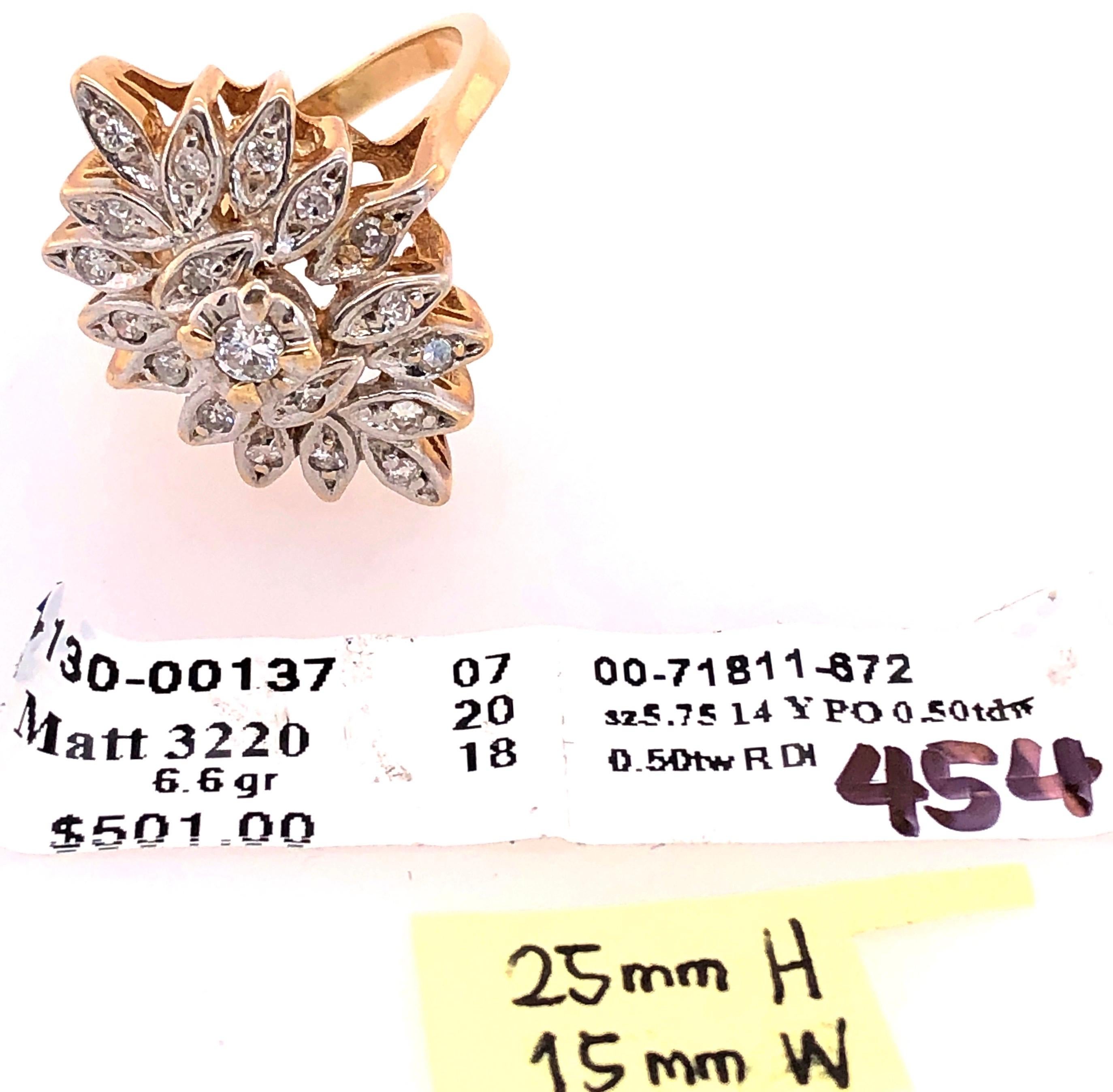 14 Karat Two-Tone White and Yellow Gold with Diamond Cluster Ring 0.50 TDW For Sale 4