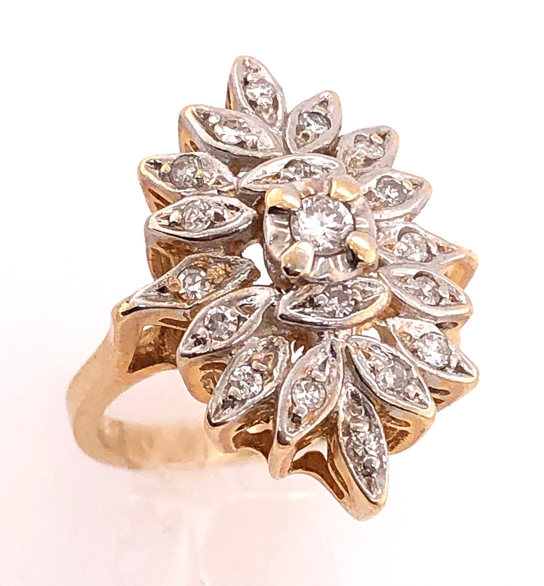 14 Karat Two Tone Gold Fashion Ring with Diamond 0.50 Total Diamond weight
Size 5.75
6.6 grams total weight.
Ring design measurement Height: 25mm
         Width: 15mm   