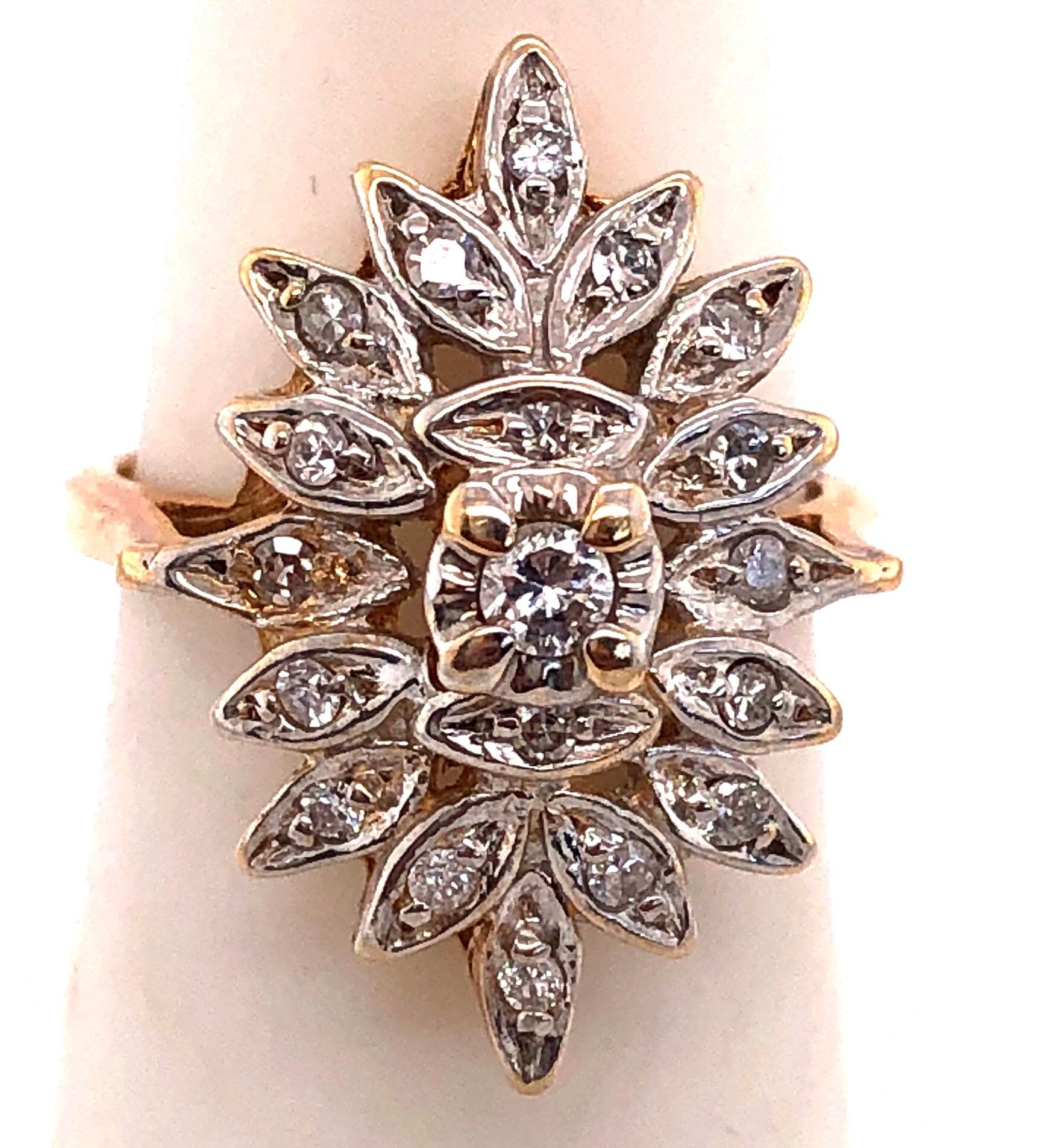 Modern 14 Karat Two-Tone White and Yellow Gold with Diamond Cluster Ring 0.50 TDW For Sale
