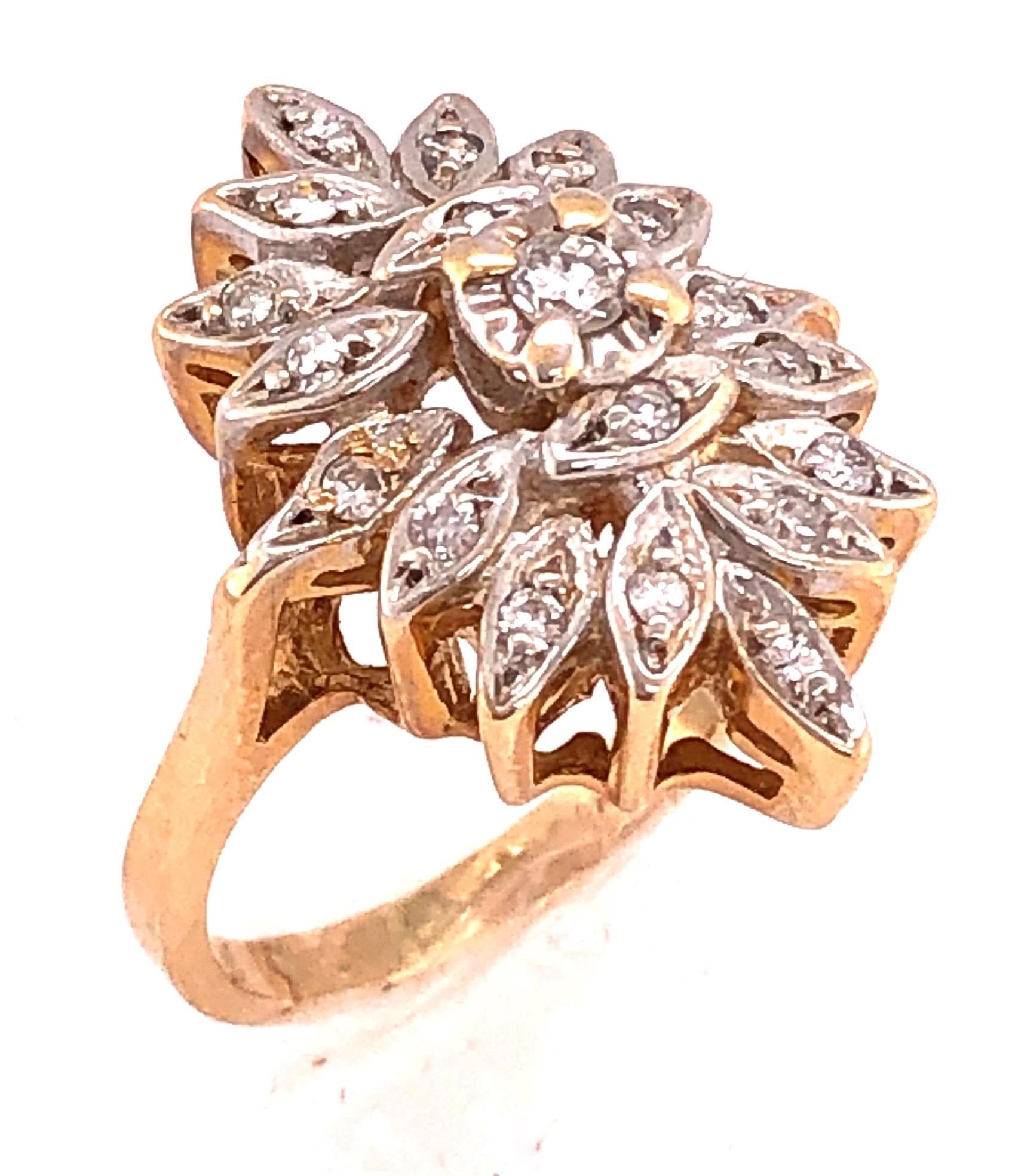 14 Karat Two-Tone White and Yellow Gold with Diamond Cluster Ring 0.50 TDW In Good Condition For Sale In Stamford, CT