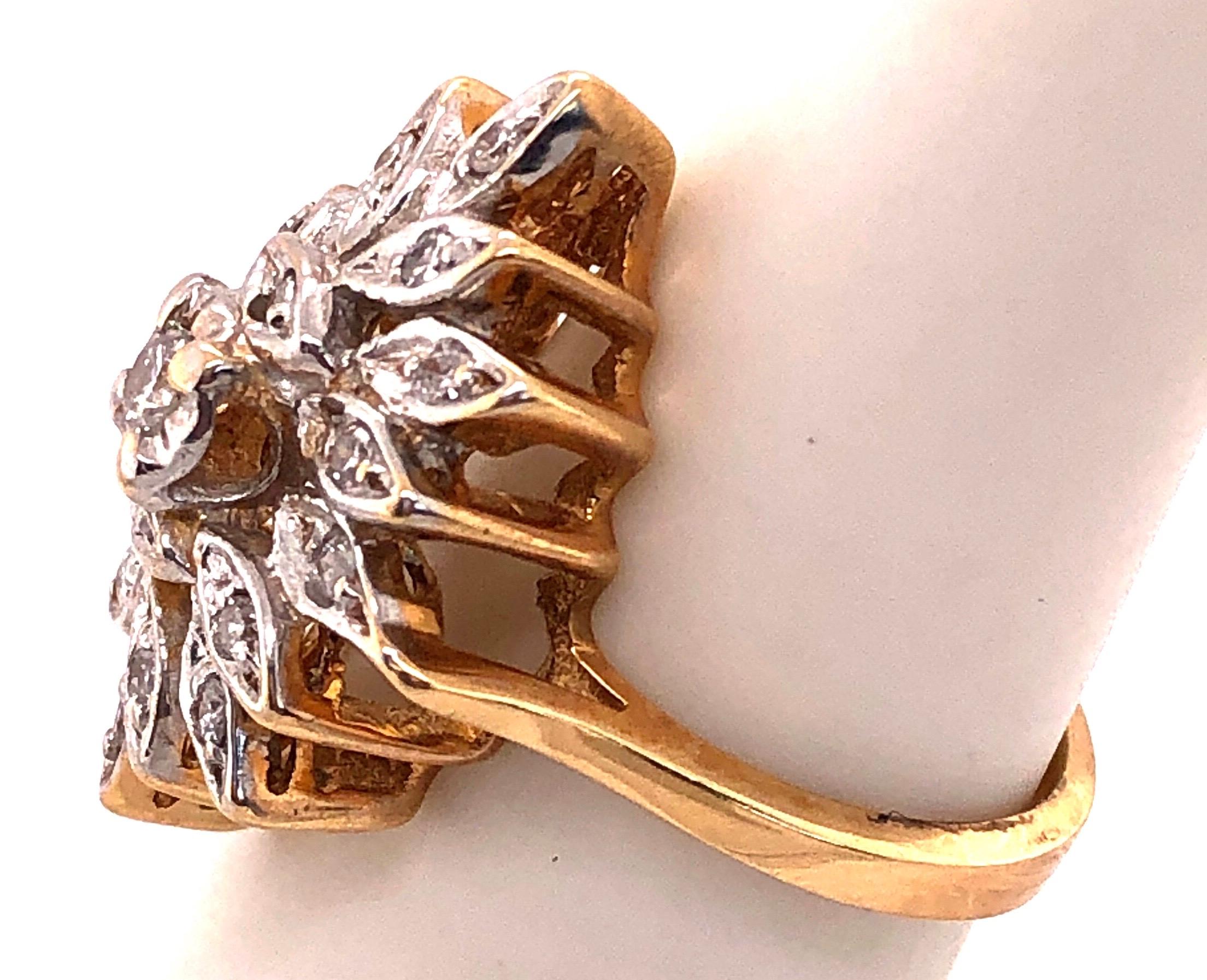 Women's or Men's 14 Karat Two-Tone White and Yellow Gold with Diamond Cluster Ring 0.50 TDW For Sale