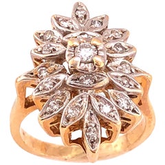 14 Karat zweifarbiges Weiß- und Gelbgold mit Diamant-Cluster-Ring 0,50 TDW