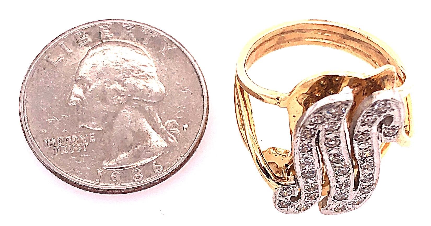 Bague d'origine en or bicolore 14 carats et diamants avec initiale N en vente 5