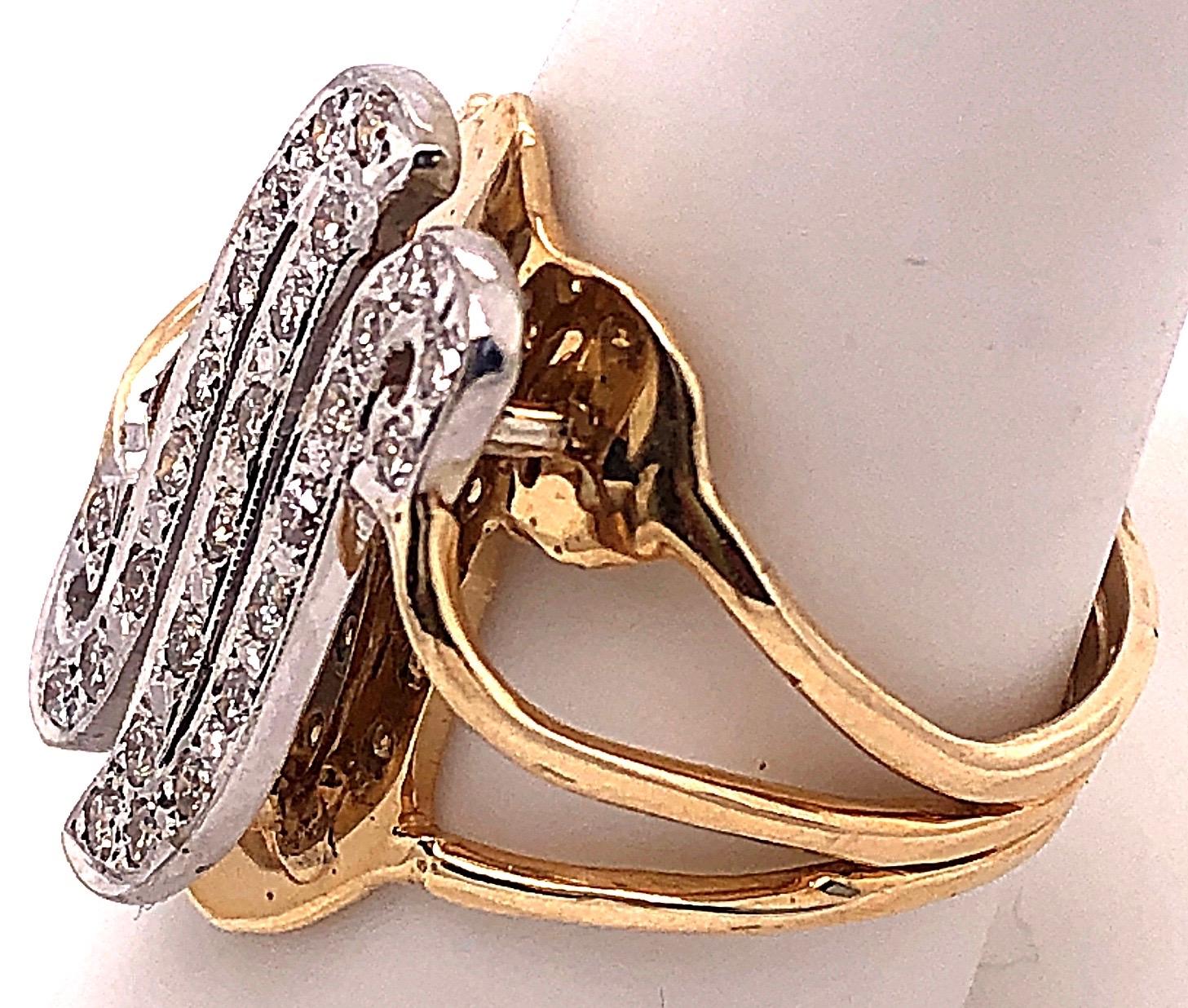 14 Karat Two-Tone Yellow and Gold Diamond Initial N Ring In Good Condition For Sale In Stamford, CT