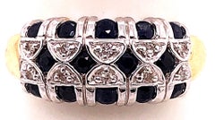 14 Karat Two-Tone Yellow and Gold Sapphire and Diamond Band / Ring
