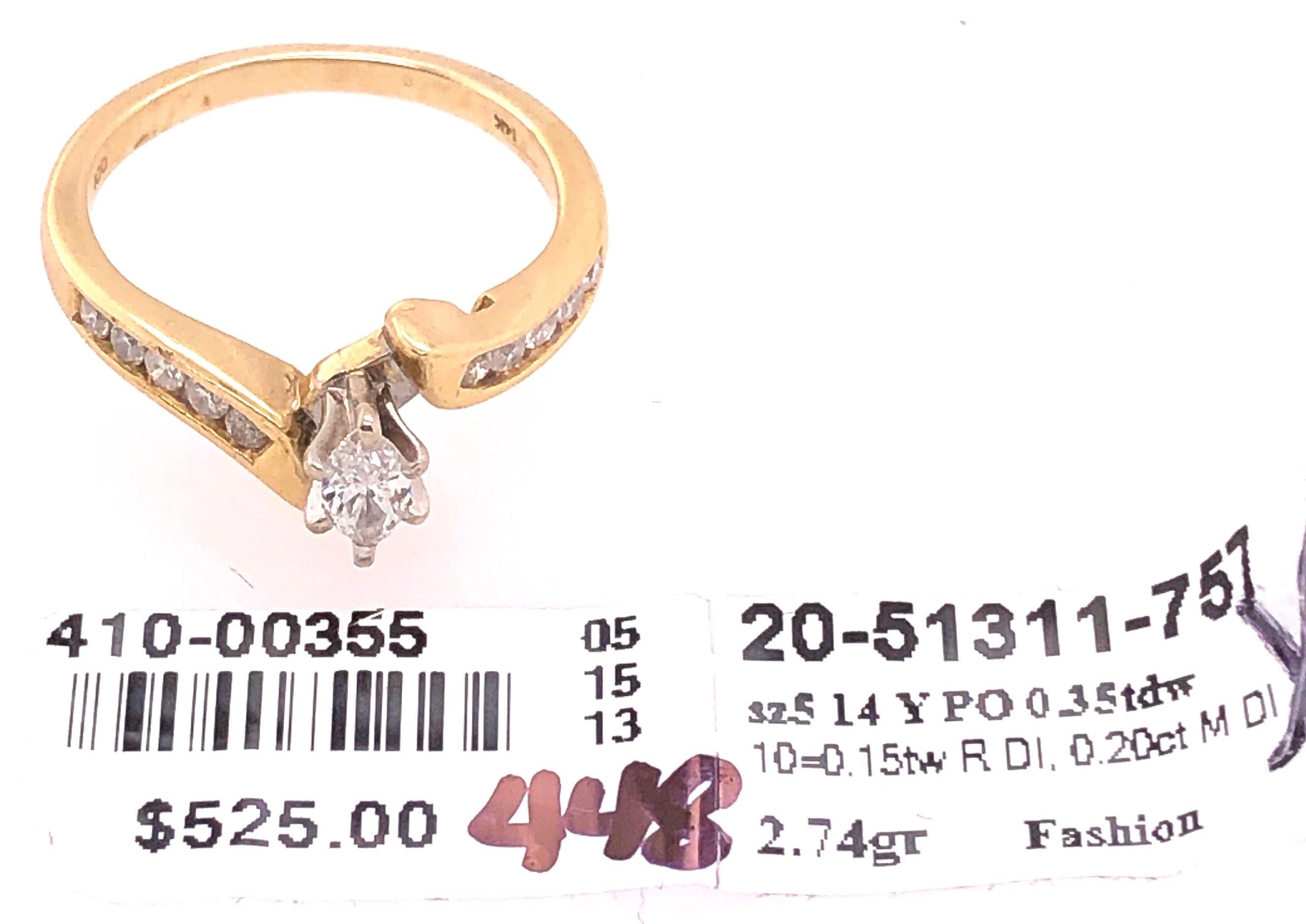 14 Karat Two-Tone Yellow and White Gold Diamond Engagement Fashion Ring 0.35 TDW For Sale 5