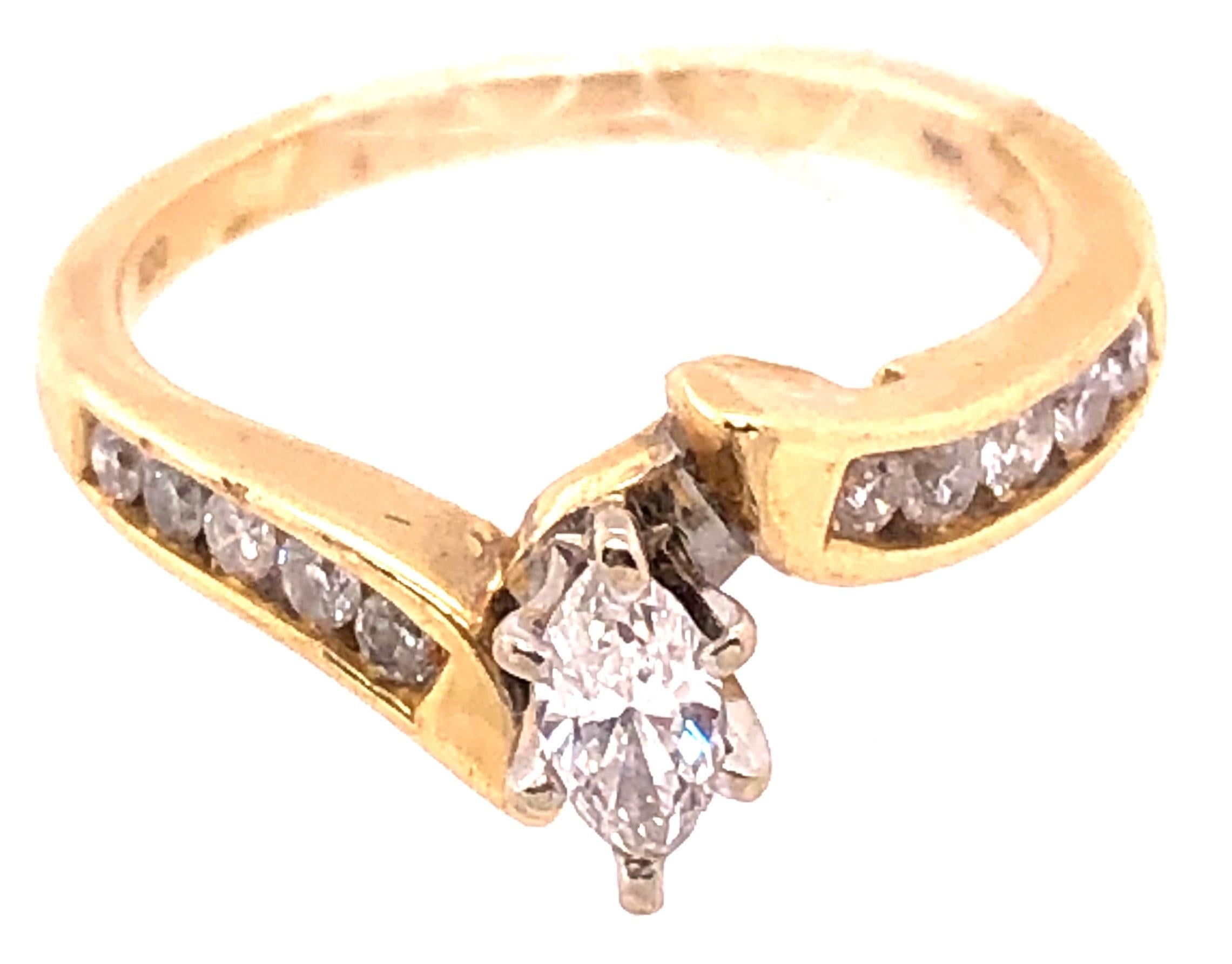 Modern 14 Karat Two-Tone Yellow and White Gold Diamond Engagement Fashion Ring 0.35 TDW For Sale
