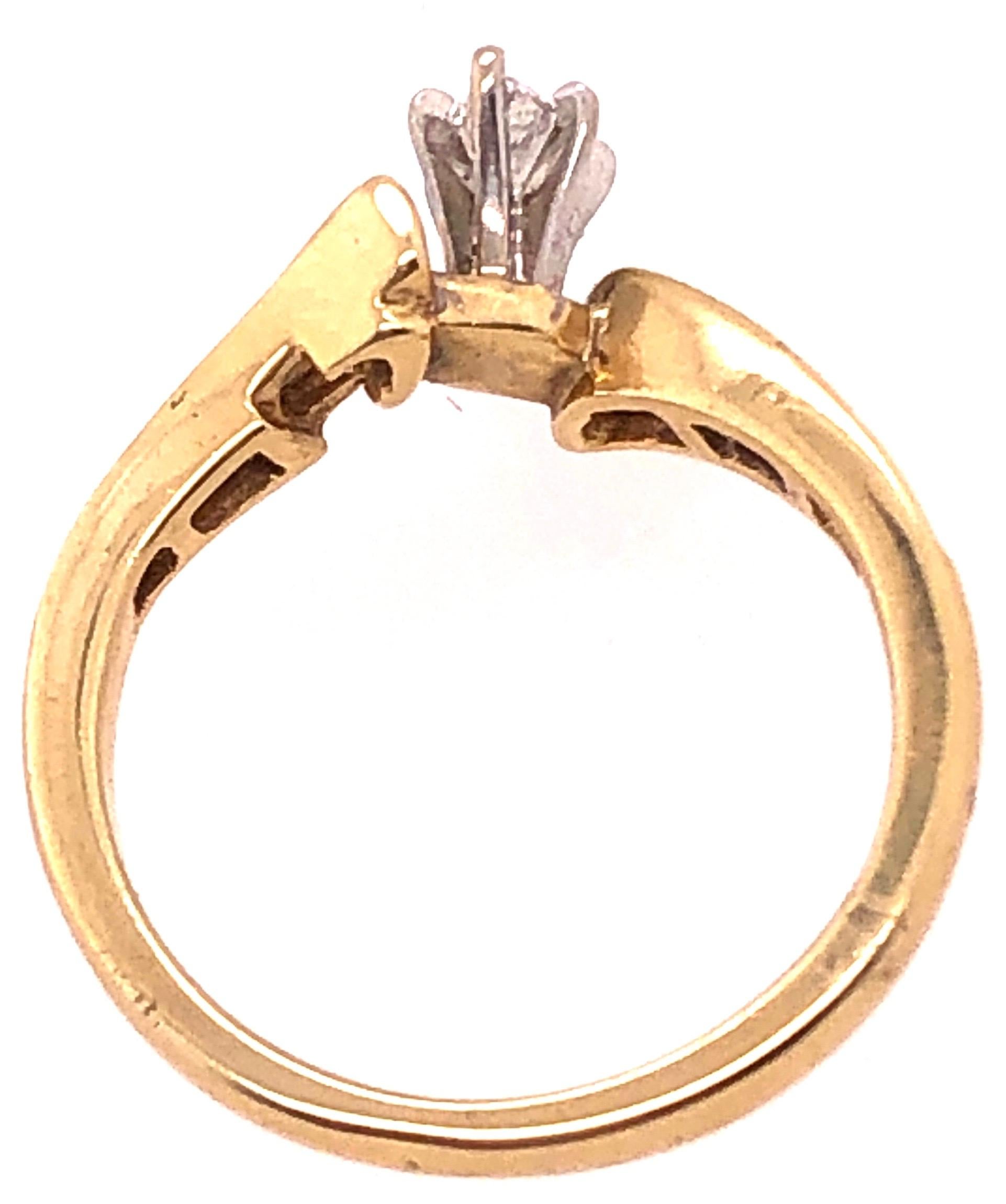 14 Karat Two-Tone Yellow and White Gold Diamond Engagement Fashion Ring 0.35 TDW For Sale 3