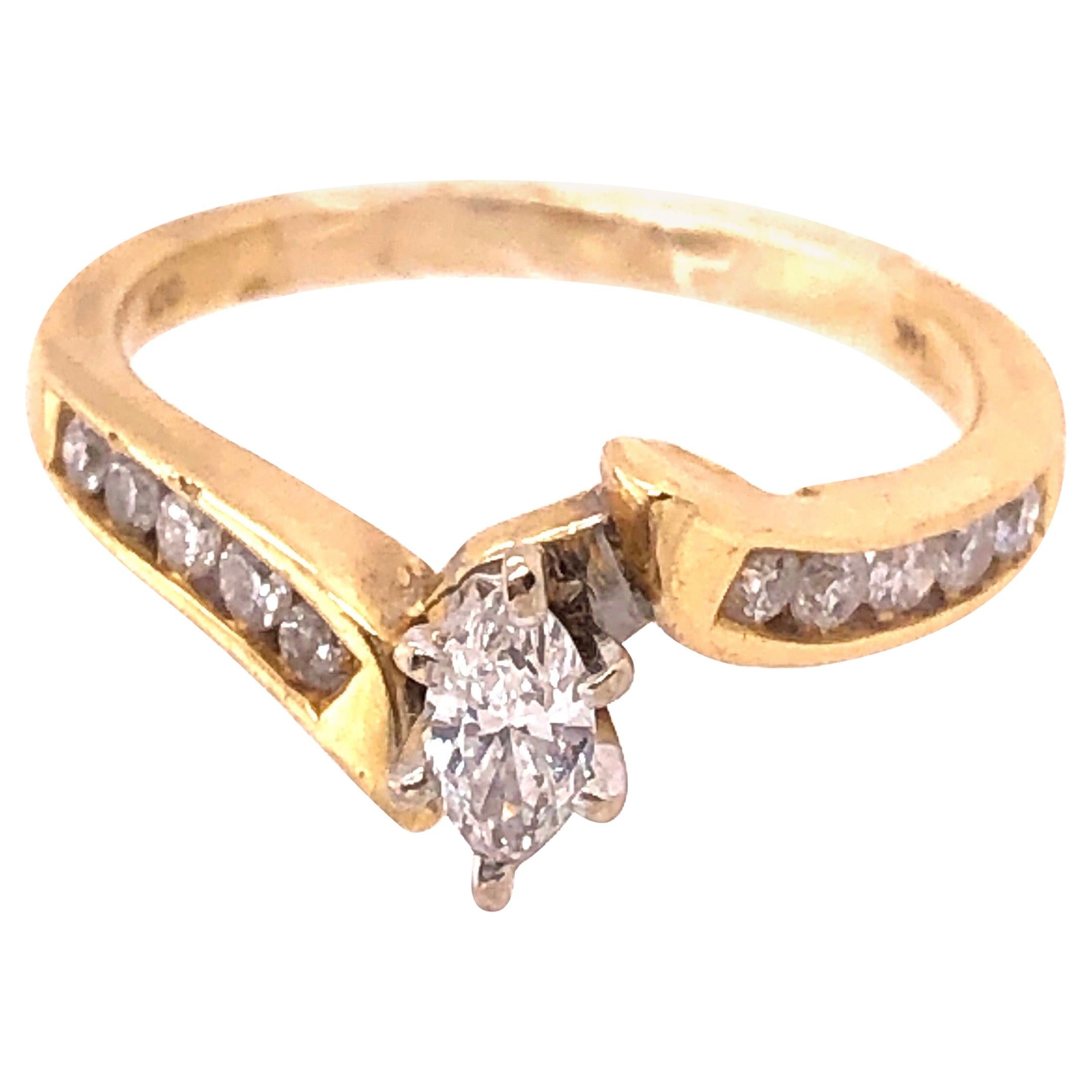 14 Karat Two-Tone Yellow and White Gold Diamond Engagement Fashion Ring 0.35 TDW