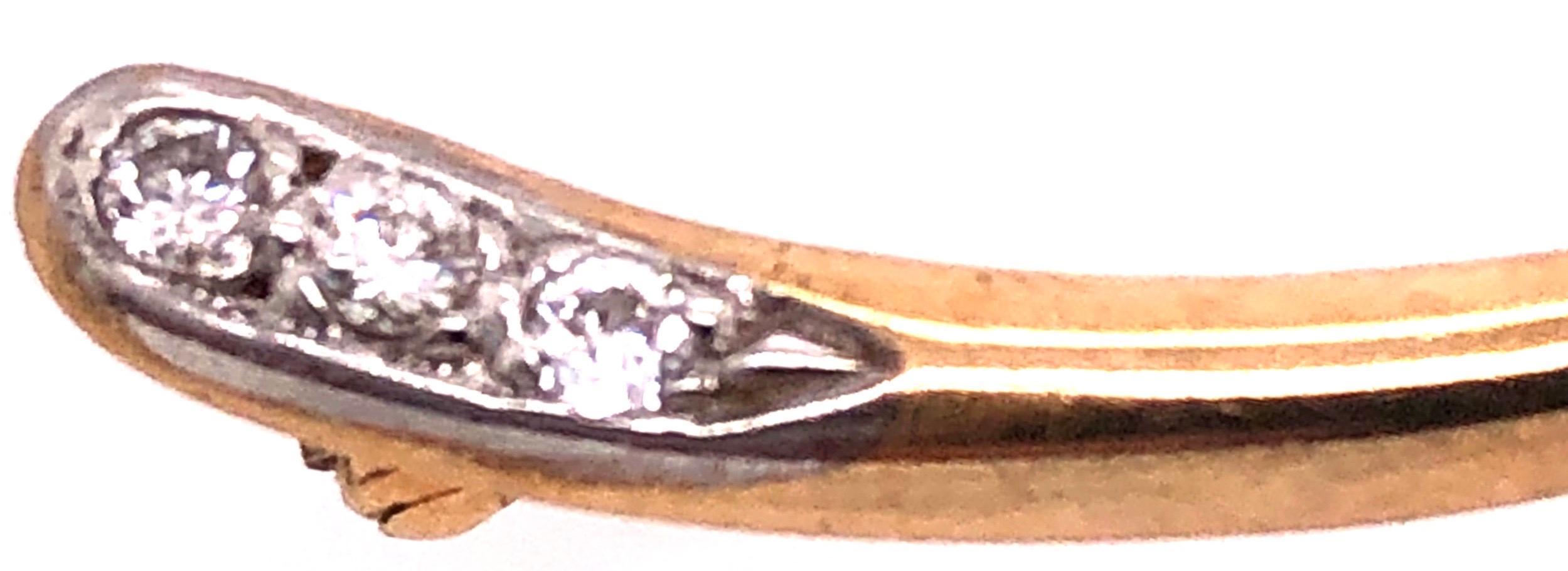 Women's or Men's 14 Karat Two-Tone Yellow and White Gold Diamond Freeform Pin / Brooch For Sale