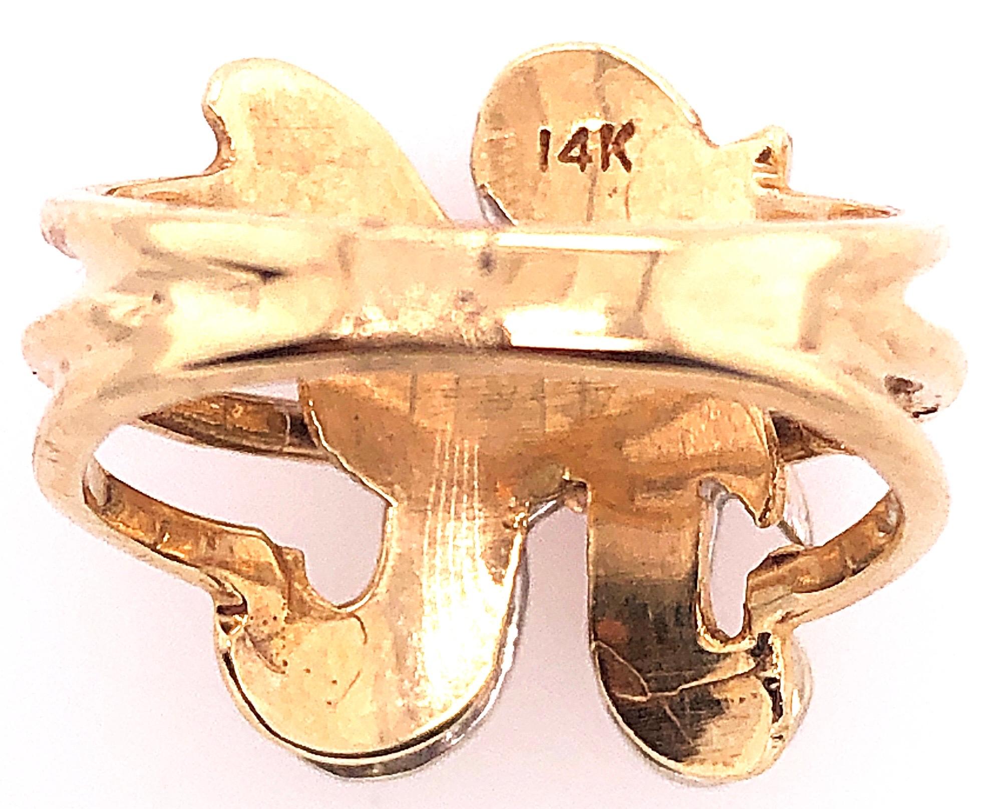 14 Karat Two-Tone Yellow and White Gold Diamond Initial H Ring In Good Condition For Sale In Stamford, CT