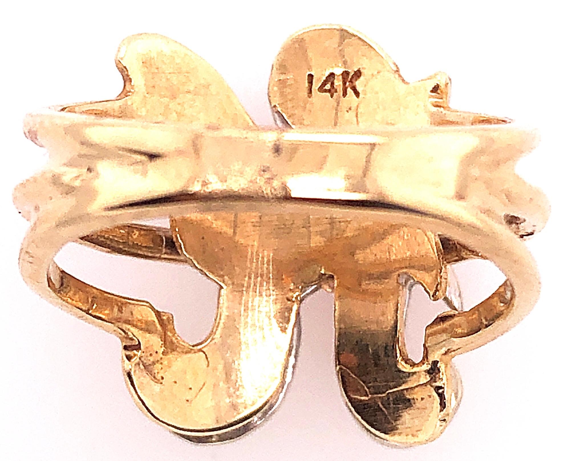 14 Karat Two-Tone Yellow and White Gold Diamond Initial H Ring In Good Condition For Sale In Manhasset, NY