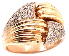 14 Karat Two-Tone Yellow and White Gold Fashion Ring with Cubic Zircon