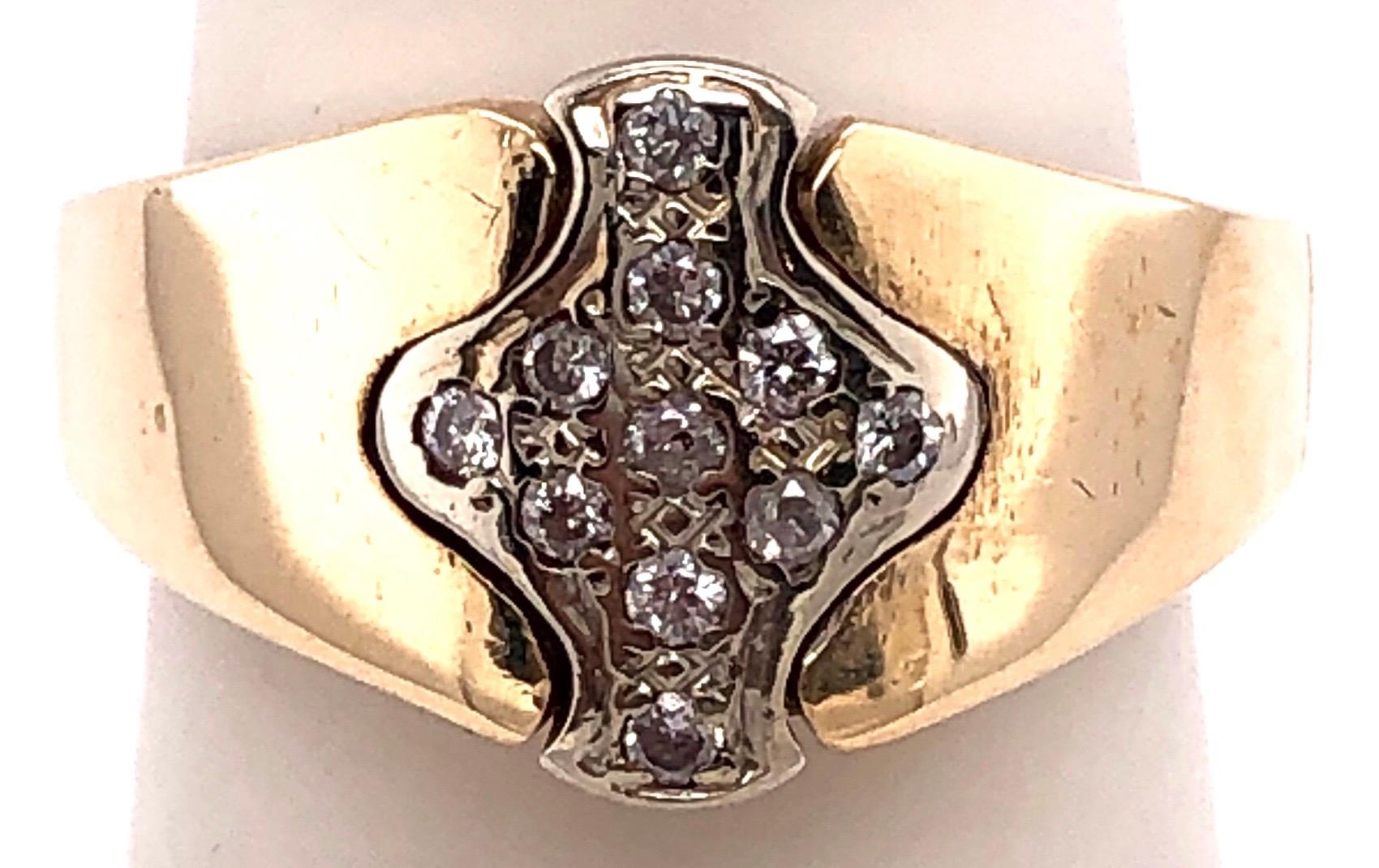 Round Cut 14 Karat Two-Tone Yellow and White Gold Ring with Diamond Cluster 0.30 TDW For Sale