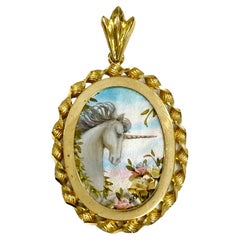 14 Karat Unicorn Masterpiece Handbemalter MOP-Anhänger #0722