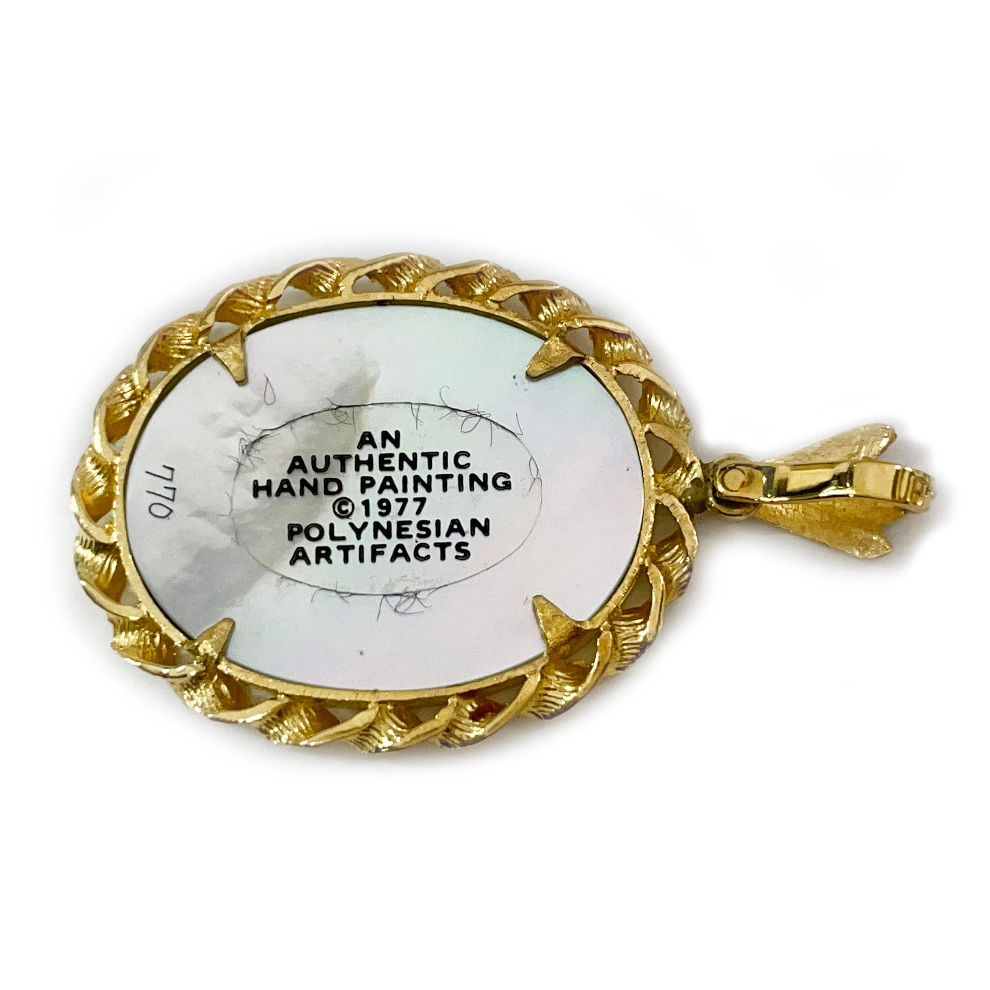 Pendentif chef-d'œuvre en forme de licorne de 14 carats peint à la main MOP #0770 Bon état - En vente à Palm Desert, CA