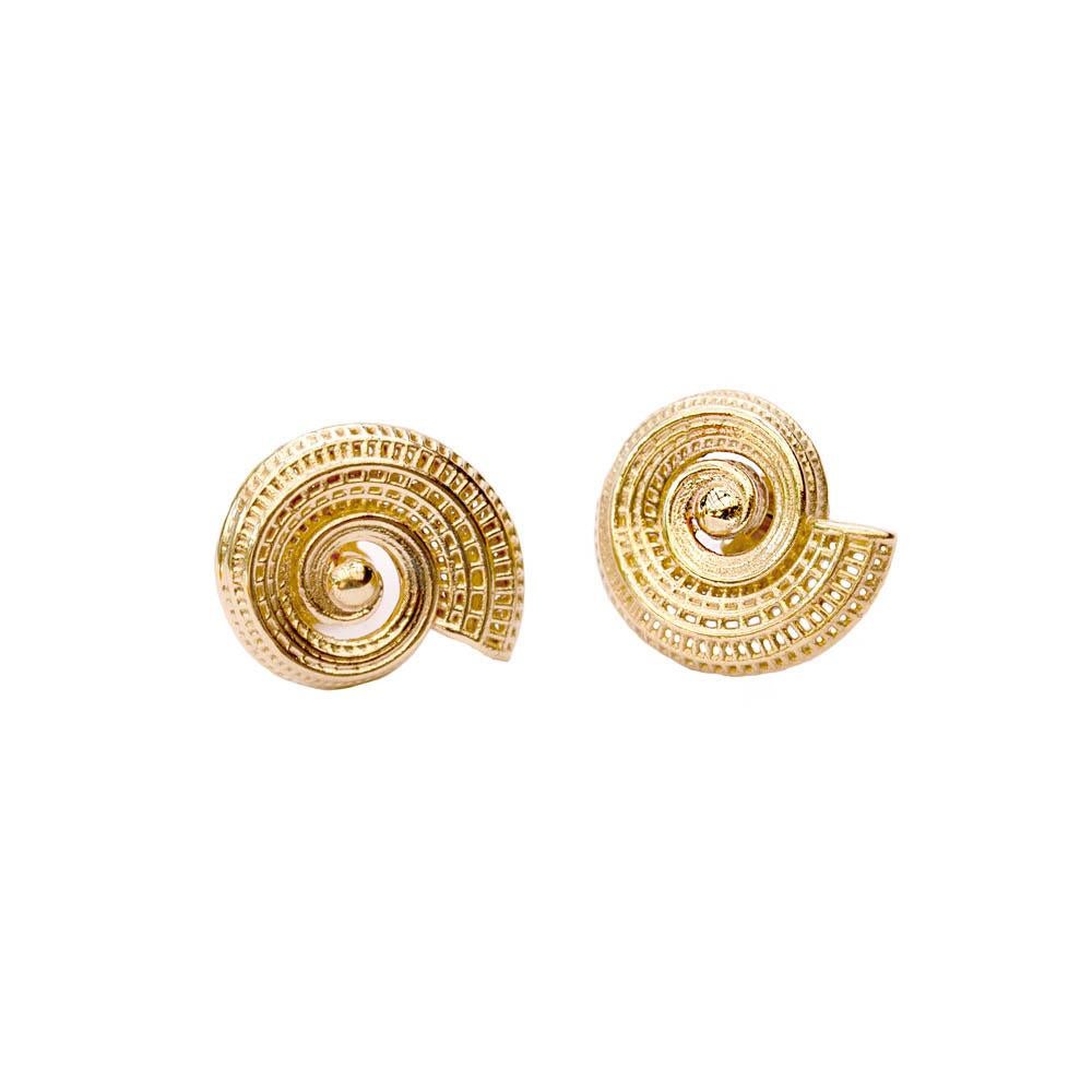 14 Karat Unique Small Statement Spiral Earrings Contemporary  Fine Jewelry In New Condition For Sale In Herzeliya, IL