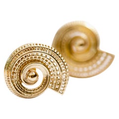 14 Karat Unique Statement Earrings Spiral Earrings Contemporary Fine Jewelry