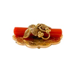 14 Karat Victorian Pendant Brooch Coral