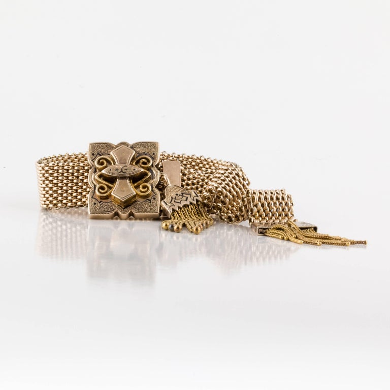 14 Karat Victorian Tassel Bracelet For Sale at 1stdibs