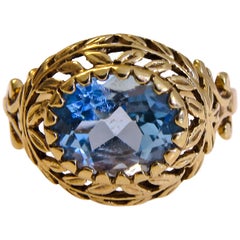 14 Karat Vintage Blue Topaz Ladies Ring