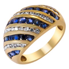 14 Karat Vintage Diamond and Sapphire Ladies Ring