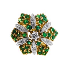 14 Karat Vintage Emerald and Diamond Ladies Ring