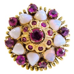 14 Karat Vintage Opal and Ruby Ladies Ring