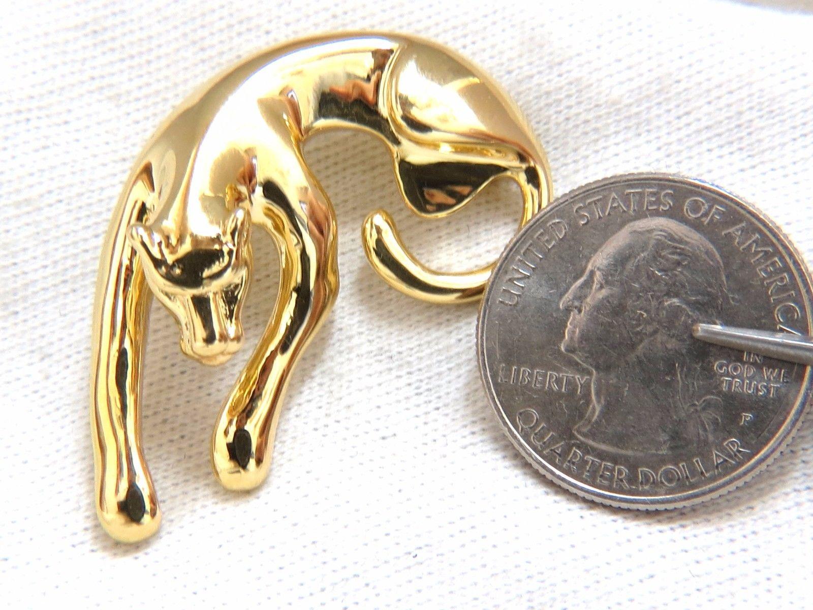 14 Karat Vintage Panther Gold Pin In New Condition In New York, NY