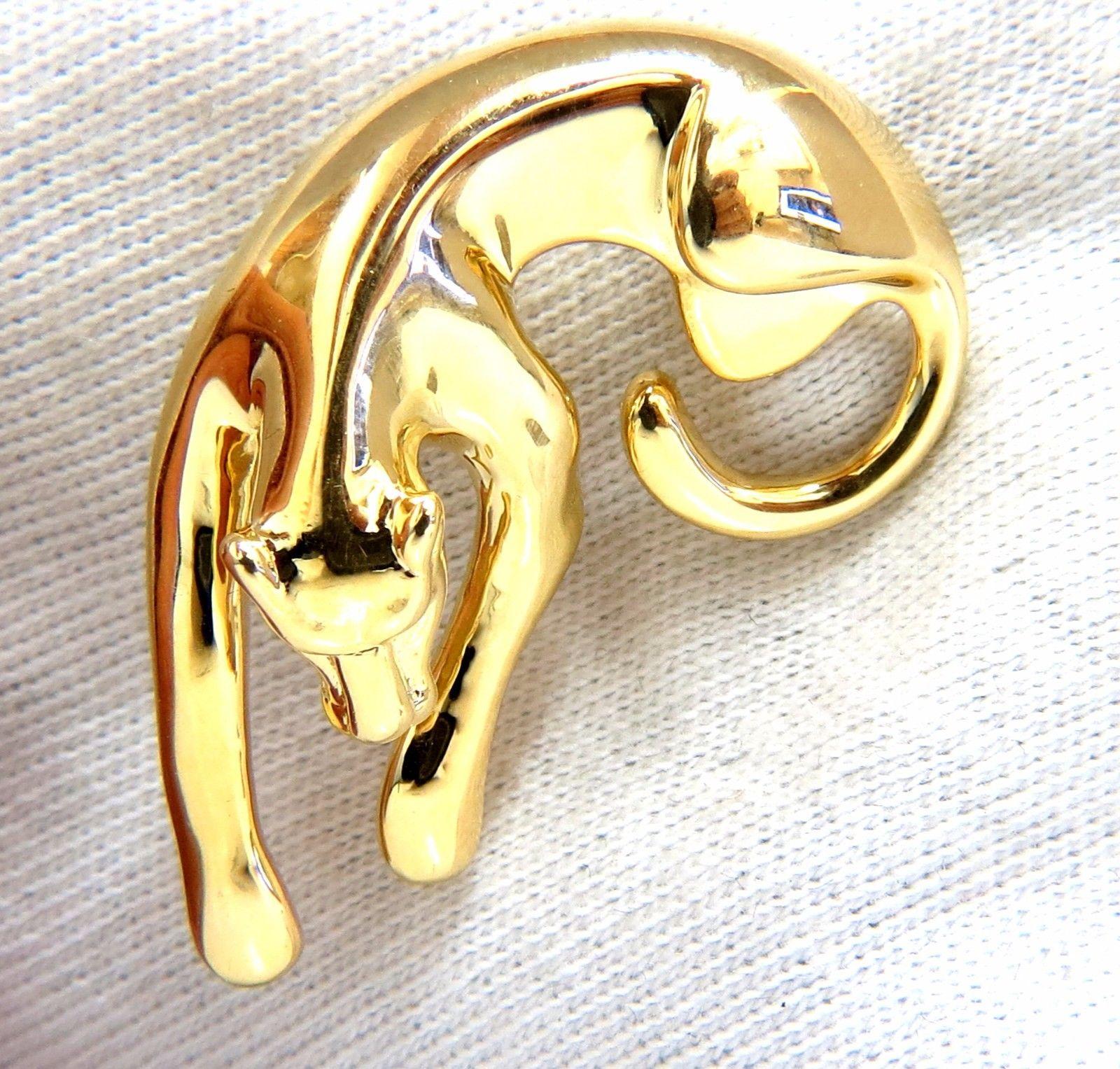Women's or Men's 14 Karat Vintage Panther Gold Pin