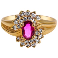 14 Karat Vintage Ruby and Diamond Ladies Ring