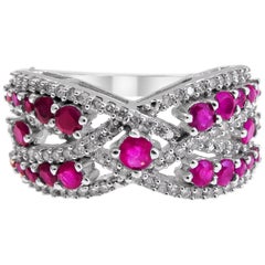 14 Karat Vintage Ruby and Diamond Ladies White Gold Ring 14 Karat Vintage Ruby and Diamond Ladies White Gold Ring