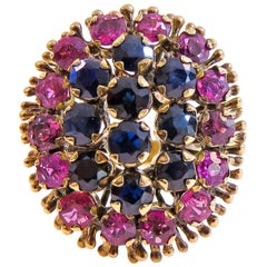 14 Karat Vintage Ruby and Sapphire Ladies Ring