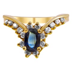 14 Karat Vintage Sapphire and Diamond Ladies Ring