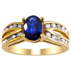 14 Karat Vintage Sapphire and Diamond Ladies Ring