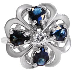14 Karat Vintage Sapphire and Diamond Ladies Ring