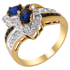 14 Karat Vintage Sapphire and Diamond Ladies Ring
